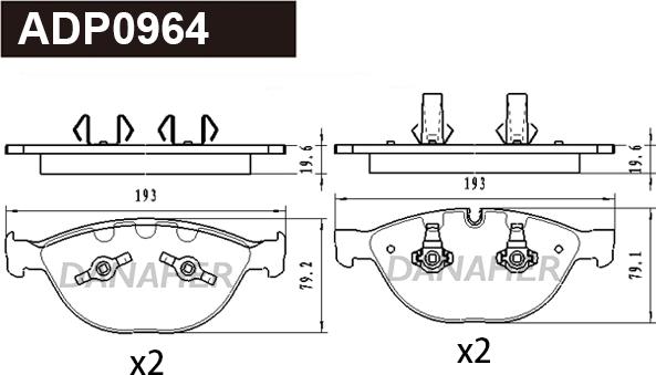 Danaher ADP0964 - Kit pastiglie freno, Freno a disco autozon.pro