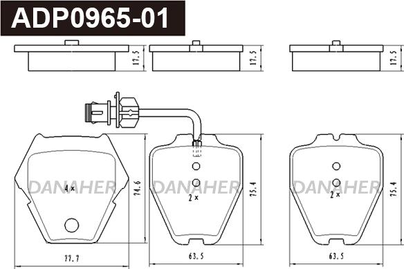 Danaher ADP0965-01 - Kit pastiglie freno, Freno a disco autozon.pro