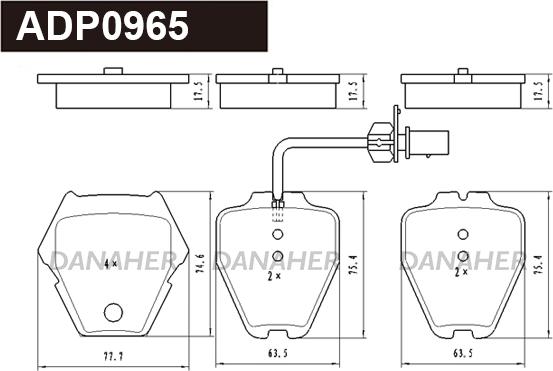 Danaher ADP0965 - Kit pastiglie freno, Freno a disco autozon.pro