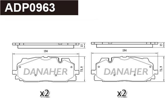 Danaher ADP0963 - Kit pastiglie freno, Freno a disco autozon.pro