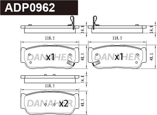 Danaher ADP0962 - Kit pastiglie freno, Freno a disco autozon.pro