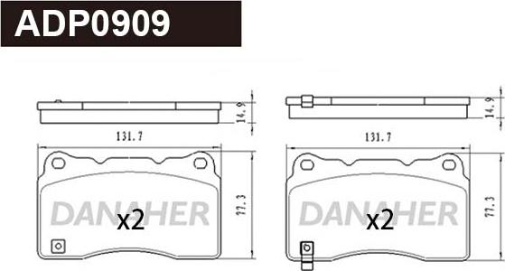 Danaher ADP0909 - Kit pastiglie freno, Freno a disco autozon.pro