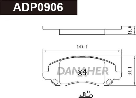 Danaher ADP0906 - Kit pastiglie freno, Freno a disco autozon.pro