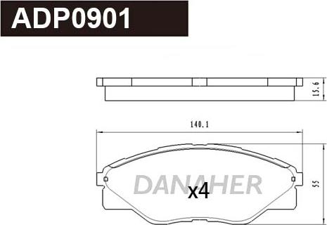 Danaher ADP0901 - Kit pastiglie freno, Freno a disco autozon.pro