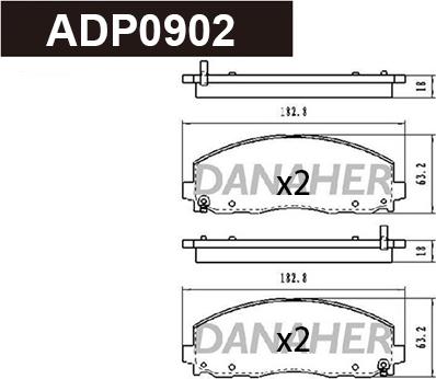 Danaher ADP0902 - Kit pastiglie freno, Freno a disco autozon.pro