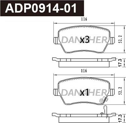 Danaher ADP0914-01 - Kit pastiglie freno, Freno a disco autozon.pro