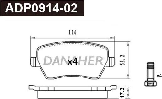 Danaher ADP0914-02 - Kit pastiglie freno, Freno a disco autozon.pro