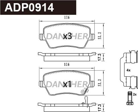 Danaher ADP0914 - Kit pastiglie freno, Freno a disco autozon.pro