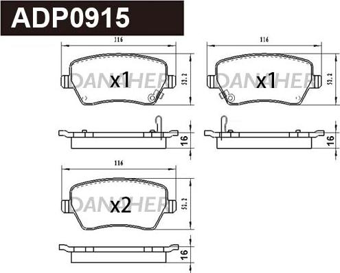 Danaher ADP0915 - Kit pastiglie freno, Freno a disco autozon.pro