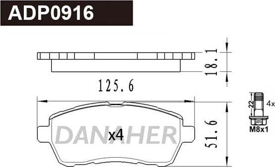 Danaher ADP0916 - Kit pastiglie freno, Freno a disco autozon.pro