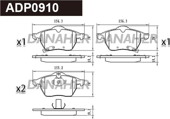 Danaher ADP0910 - Kit pastiglie freno, Freno a disco autozon.pro