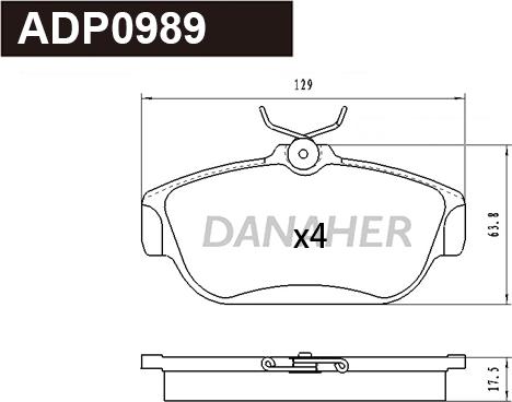 Danaher ADP0989 - Kit pastiglie freno, Freno a disco autozon.pro