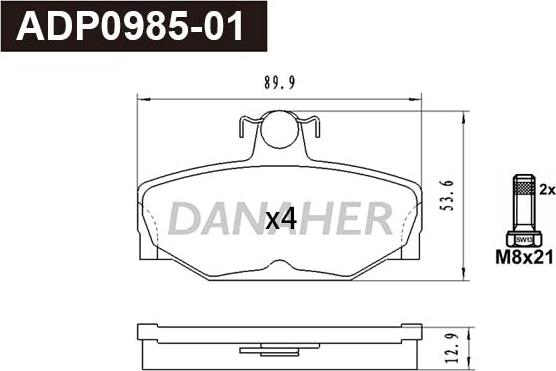 Danaher ADP0985-01 - Kit pastiglie freno, Freno a disco autozon.pro