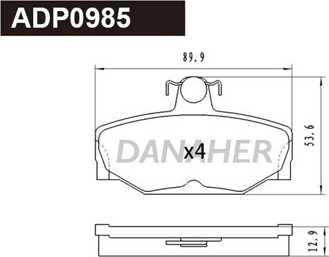 Danaher ADP0985 - Kit pastiglie freno, Freno a disco autozon.pro