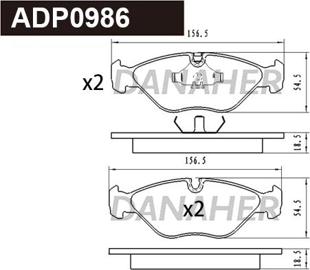 Danaher ADP0986 - Kit pastiglie freno, Freno a disco autozon.pro