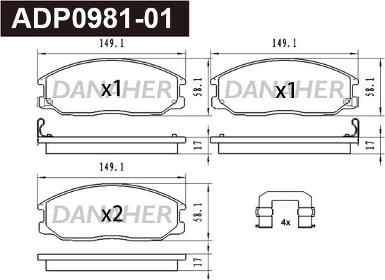 Danaher ADP0981-01 - Kit pastiglie freno, Freno a disco autozon.pro