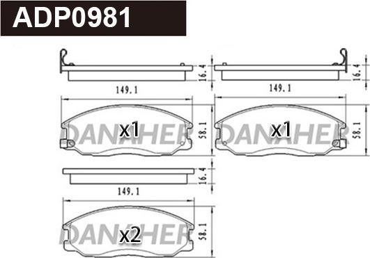 Danaher ADP0981 - Kit pastiglie freno, Freno a disco autozon.pro