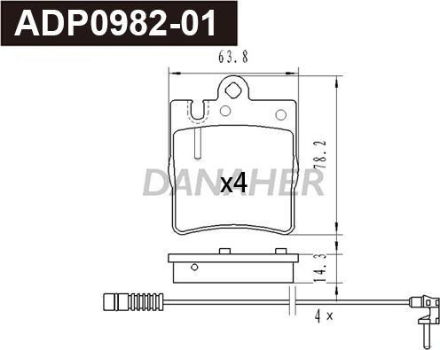 Danaher ADP0982-01 - Kit pastiglie freno, Freno a disco autozon.pro