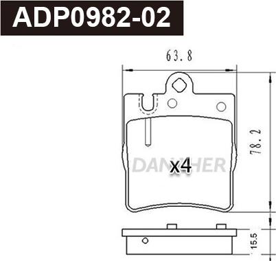 Danaher ADP0982-02 - Kit pastiglie freno, Freno a disco autozon.pro