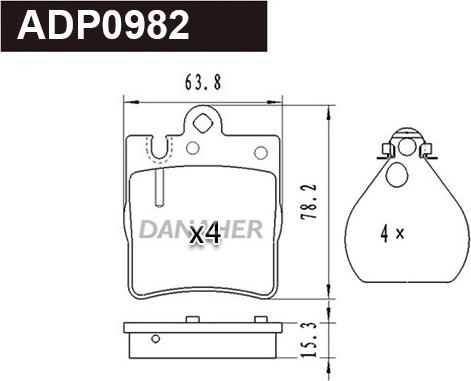 Danaher ADP0982 - Kit pastiglie freno, Freno a disco autozon.pro