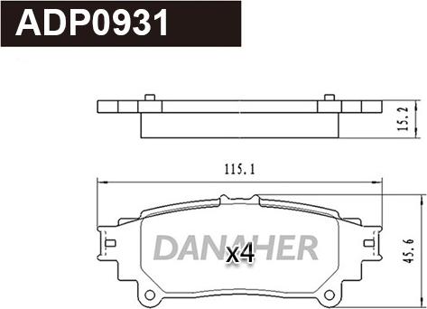 Danaher ADP0931 - Kit pastiglie freno, Freno a disco autozon.pro