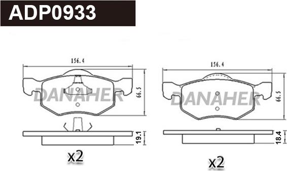 Danaher ADP0933 - Kit pastiglie freno, Freno a disco autozon.pro