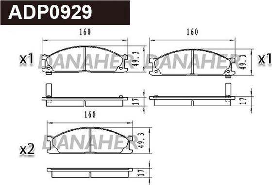 Danaher ADP0929 - Kit pastiglie freno, Freno a disco autozon.pro