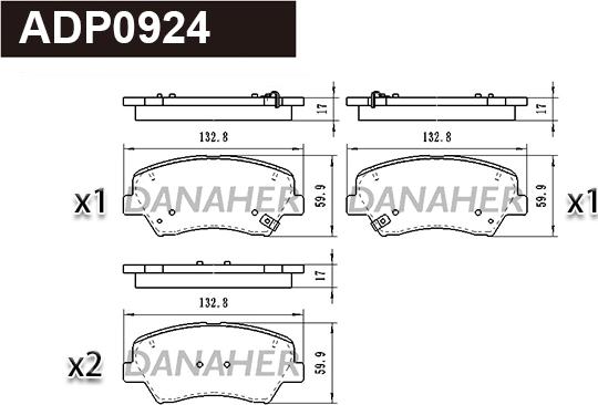 Danaher ADP0924 - Kit pastiglie freno, Freno a disco autozon.pro