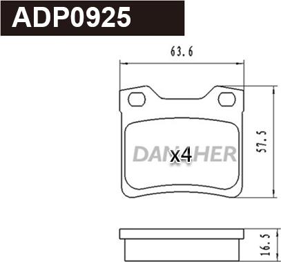 Danaher ADP0925 - Kit pastiglie freno, Freno a disco autozon.pro