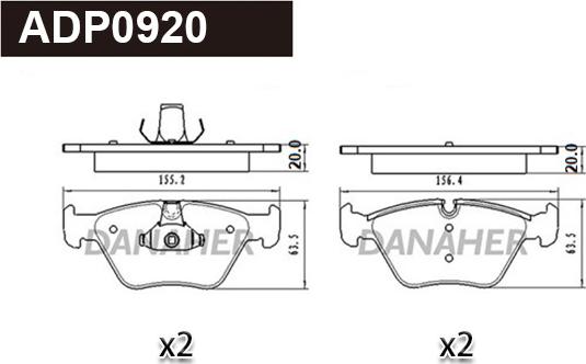 Danaher ADP0920 - Kit pastiglie freno, Freno a disco autozon.pro