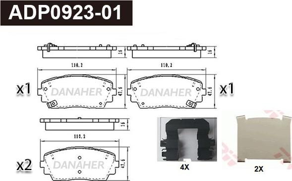 Danaher ADP0923-01 - Kit pastiglie freno, Freno a disco autozon.pro