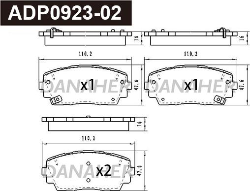 Danaher ADP0923-02 - Kit pastiglie freno, Freno a disco autozon.pro