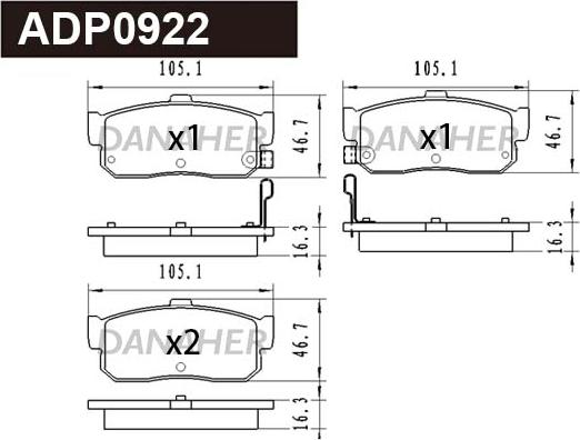 Danaher ADP0922 - Kit pastiglie freno, Freno a disco autozon.pro