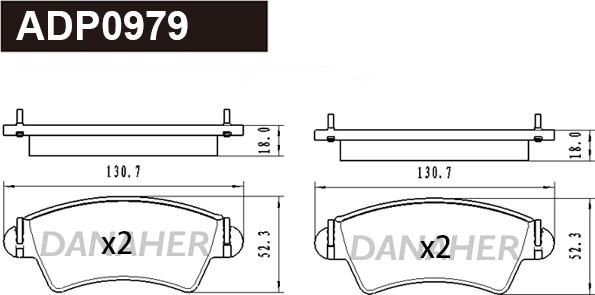 Danaher ADP0979 - Kit pastiglie freno, Freno a disco autozon.pro