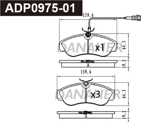 Danaher ADP0975-01 - Kit pastiglie freno, Freno a disco autozon.pro