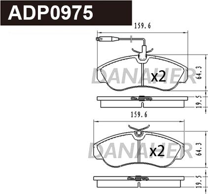 Danaher ADP0975 - Kit pastiglie freno, Freno a disco autozon.pro