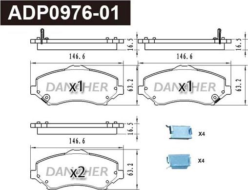 Danaher ADP0976-01 - Kit pastiglie freno, Freno a disco autozon.pro