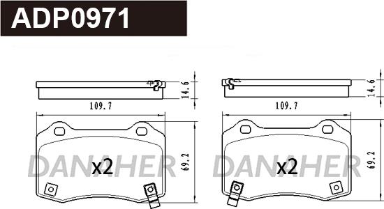 Danaher ADP0971 - Kit pastiglie freno, Freno a disco autozon.pro