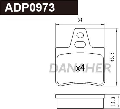 Danaher ADP0973 - Kit pastiglie freno, Freno a disco autozon.pro