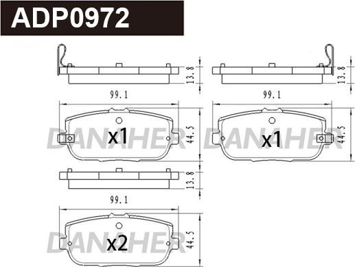 Danaher ADP0972 - Kit pastiglie freno, Freno a disco autozon.pro