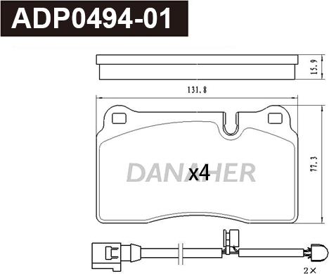 Danaher ADP0494-01 - Kit pastiglie freno, Freno a disco autozon.pro