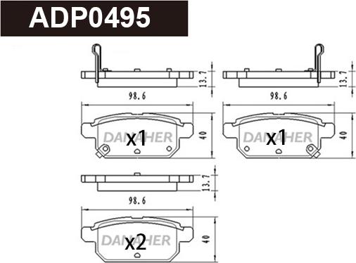 Danaher ADP0495 - Kit pastiglie freno, Freno a disco autozon.pro