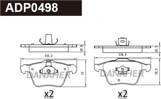 Danaher ADP0498 - Kit pastiglie freno, Freno a disco autozon.pro