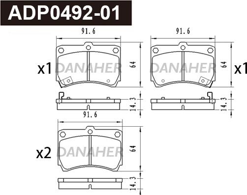 Danaher ADP0492-01 - Kit pastiglie freno, Freno a disco autozon.pro