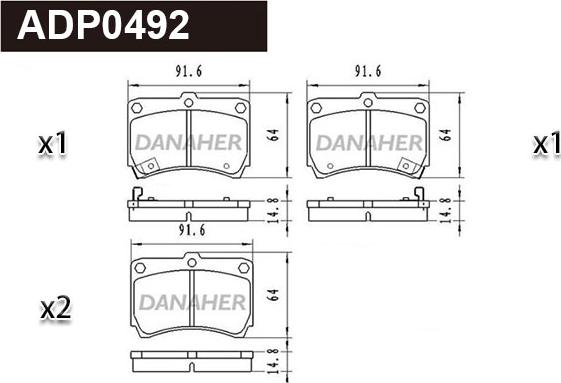 Danaher ADP0492 - Kit pastiglie freno, Freno a disco autozon.pro