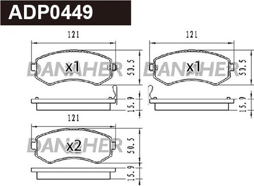 Danaher ADP0449 - Kit pastiglie freno, Freno a disco autozon.pro