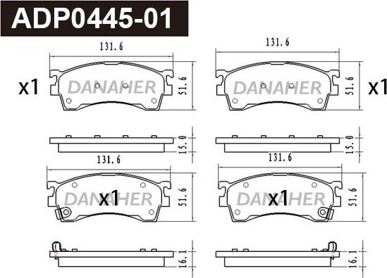 Danaher ADP0445-01 - Kit pastiglie freno, Freno a disco autozon.pro