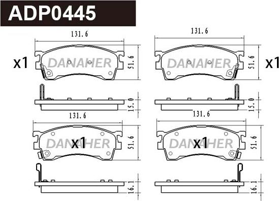 Danaher ADP0445 - Kit pastiglie freno, Freno a disco autozon.pro