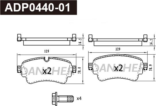 Danaher ADP0440-01 - Kit pastiglie freno, Freno a disco autozon.pro