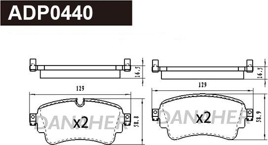 Danaher ADP0440 - Kit pastiglie freno, Freno a disco autozon.pro